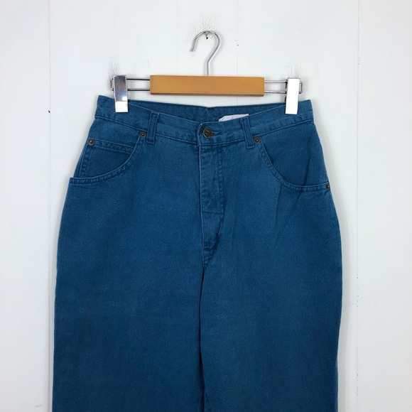 Vintage High Waisted Teal Denim Jeans Sz 28 - Picture 3 of 11